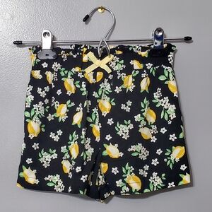 Lemon & Floral Print Shorts Size 5 with Elastic Waist